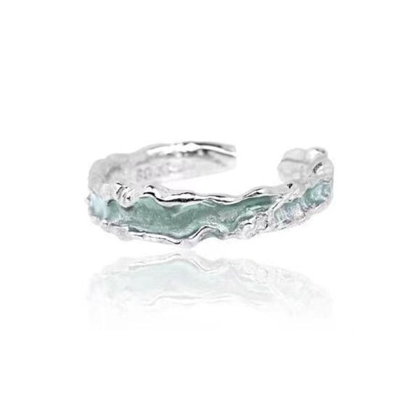 Blå Våg Armband Ring Nisch High-end Design Armband Mode Ring Mångsidigt Par W3J6 E 1pcs