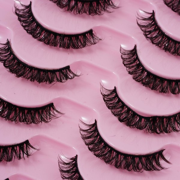 10 par ryska lösögonfransar D Curl Mink False R0F9 Fullständiga ögonfransar UK E2Y0 DH06-05 10 pairs