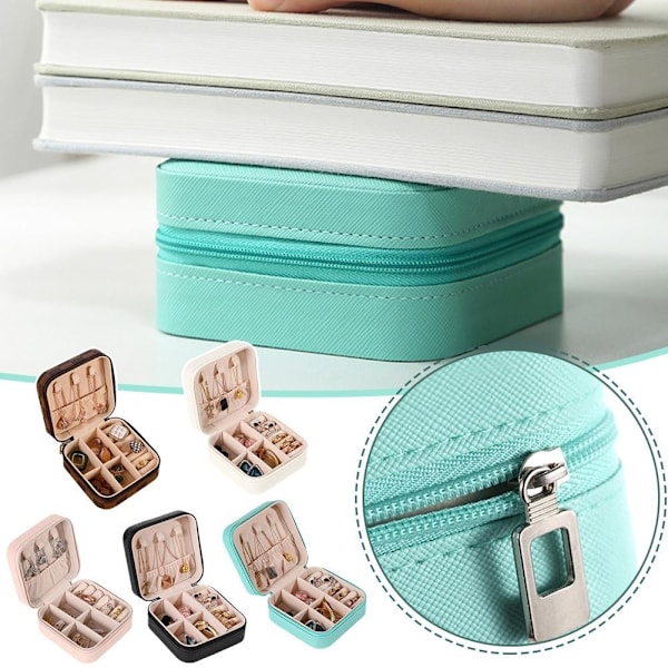 Resefodral Organizer Mini PU Läder Förvaring För Ringar Örhängen Halsband Box Z8B5 blue 1PC