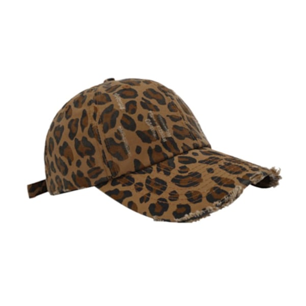 Basebollkeps Leopardmönster Retrostil För Kvinnor Trendig På Stan Cool Personlighet Får Ansiktet Att Se Mindre Ut Spetsig Hatt Solskydd khaki One size