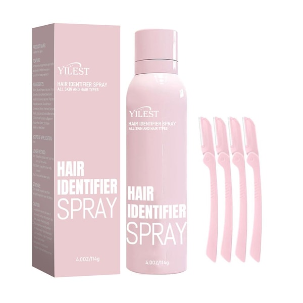 Håridentifieringsspray för ansiktsrakning Hud Dermaplani Hår Skäggborttagning - Set K pinkB 114g+Scraper*4