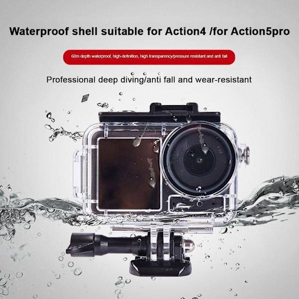 60M Vattentätt Skal för DJI OSMO Action 3 4 för Surfing Dykning Simning K8S2