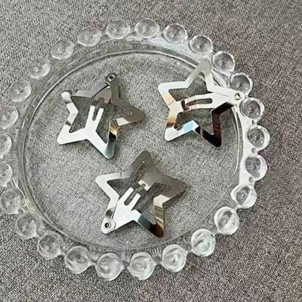 Stjärn Hårklämma Hårnål Metall Femuddig Stjärna Söta Coola Luggar Clipxpcxpy U4S7 sliverA one size 2pcs