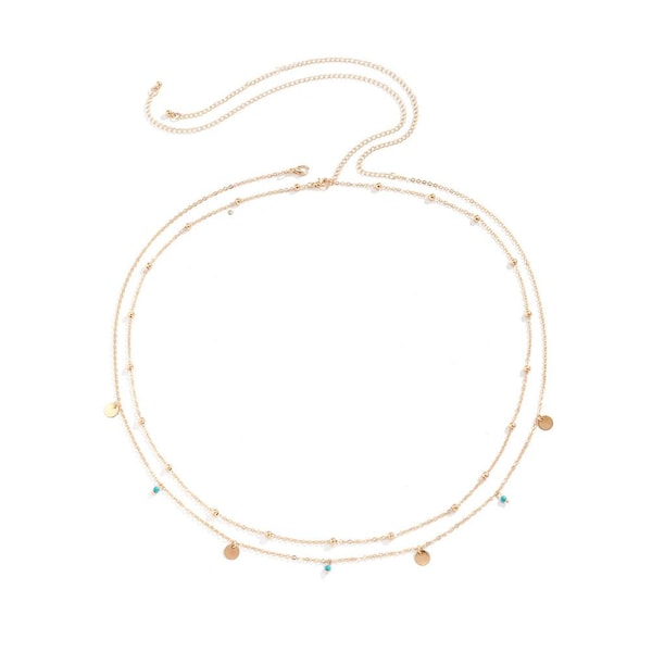 Enkel Dubbel Lager Glänsande Midjekedja För Kvinnor Modeaccessoarer S4b8 Golden 1pcs