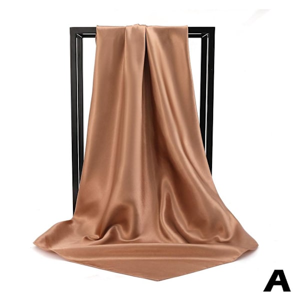 90 cm Dam Sidensatin Sjal Färg Hijab Huvudduk Hårinpackning r F1Y2 khaki 90*90cm
