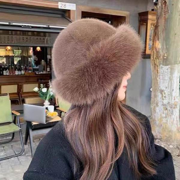 Vinter Plysch Fiskehatt Dam Tjock Fluffig Päls Öronskydd Mössa Vindtät Varm Huvudbonad Kvinnlig Panama Basin Hatt Black One size