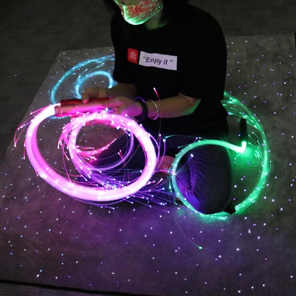 RGB LED Fiber Optic Whip-360° Vridbar Ljusstark Flow Toy Rave Hot Y7 Macaron green handle one size
