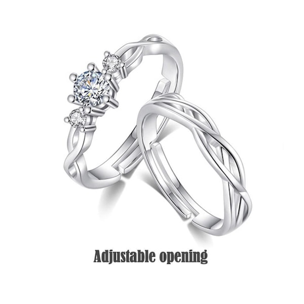Parringar Kristall Par Bröllop Justerbara Ringar Smycken✨4 Z5M2 A One size