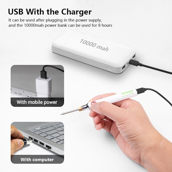 350-1100mAH Trådlös USB Uppladdningsbar Svetsbatteri Penna Elektrisk Lödkolv Color 1100mA