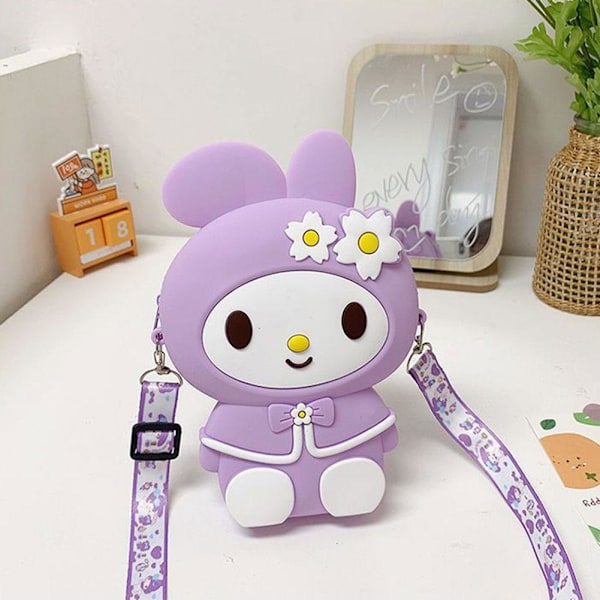 Söt Axelväska Silikon Söt Prinsessa Tecknad Mönster Liten Modern Mode För Flickor A9d2  purple onesize