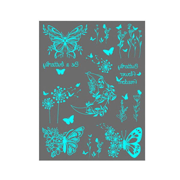 Vita Självlysande Tatueringar Klistermärken Blått Ljus Halloween Fjäril Ljusande Nyckelben I9v3  JSN-007 1pcs