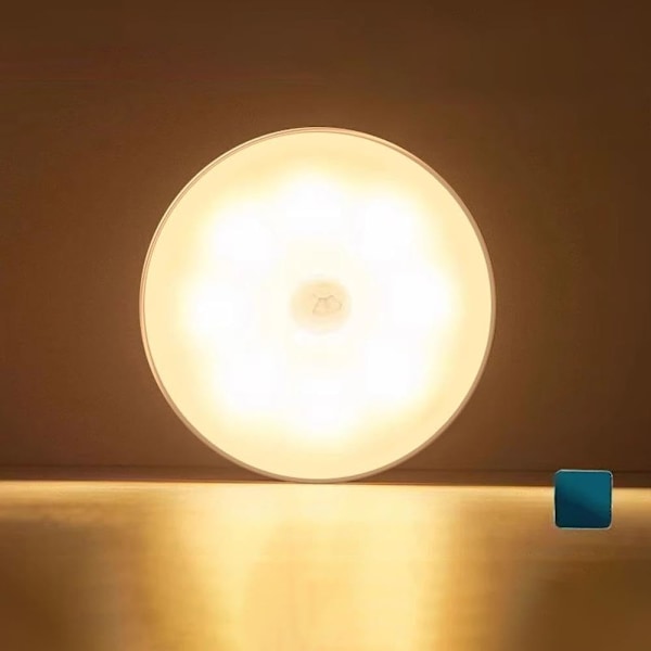 Uppladdningsbar Rörelsesensor Nattlampa, Rörelsesensor Lampa Inomhus, Sladdlös Batteridriven LED Nattlampa med Fäste, Auto-På/Av Liten Ni Warm light 1pcs