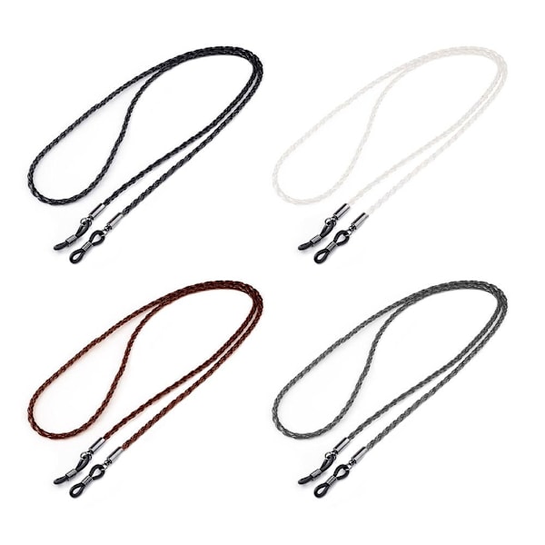 Retro Vävd Glasögonkedja Anti-tappad Sport Glasögon Anti-halk Twist Vävd PU Läderkedja O0r5 grey one-size