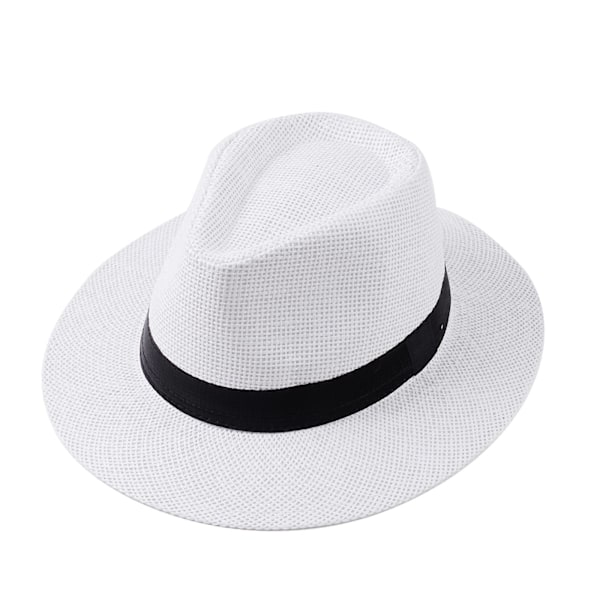 Sommar Strand Solhattar för Män Bredbrättad Stråhatt Panama Fedora Vikbar Rese Packbar Stråhatt white one size