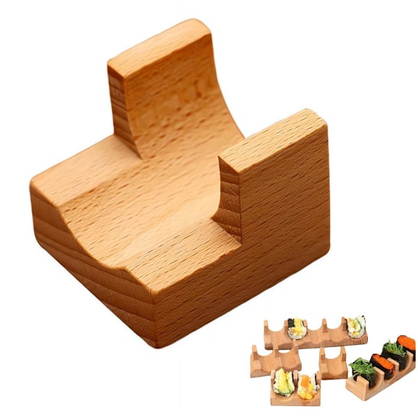 Sushi Taco-hållare i trä, U-formad Sashimi-tallrik, Sushi Hand Roll-hållare Sushi Display Rack Serveringsbricka, Sushi Serveringsbräda Taco Display S three-compartment 1pcs