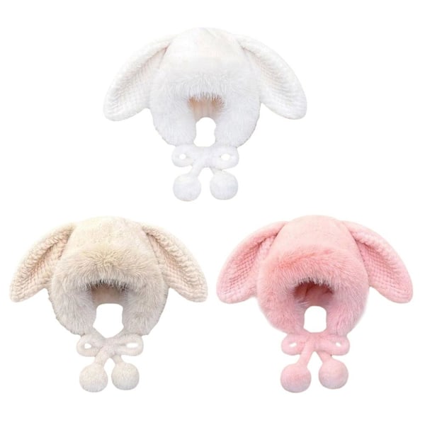 Bucket Hat med Björnöron Bomull Plysch Tjock Bassäng Hatt Casual Utomhus Dam X5E1 White One size