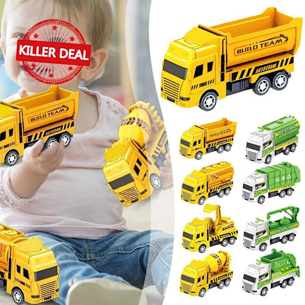 Leksaksbil för barn, drag tillbaka, legeringsfordonsmodell, ingenjörsbil, sopbil, för barn Y9n8 green C one-size