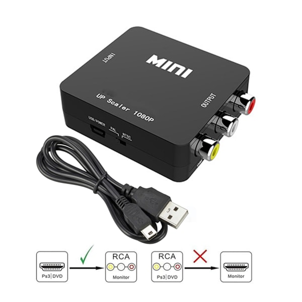 AV Till HDMI-kompatibel Skalare Adapter HD Video Komposit Konverter RCA HOTHOT AV TO HDMI One-size