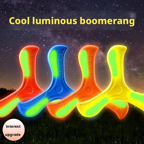 Boomerang Självlysande Flygande TeFat Mjuk Återvinningsbar för Barn Blue 1pcs