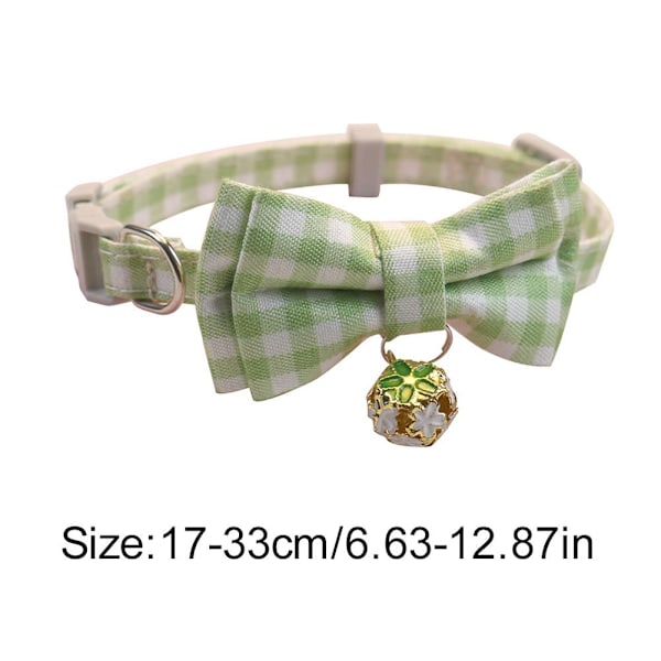 Halsband för hund & katt, valp, justerbart med bjällra och prickig rosett H9A9 pink onesize