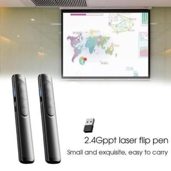 Trådlös USB Powerpoint Presentation Laserpekare Klicker Fjärrkontroll Penna L Digital display rechargeable 