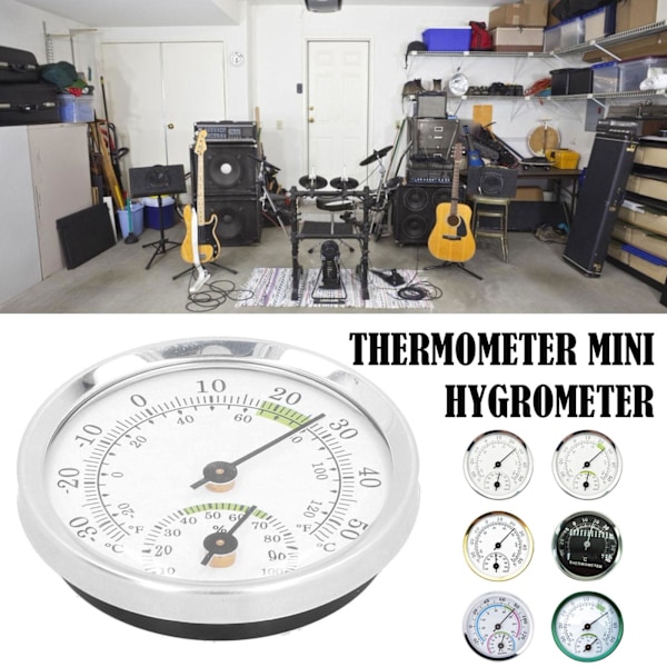 Termometer Mini Hygrometer Analog Luftfuktighet Rumsklimat Ne Utomhus-Inomhus C9C3 white One-size