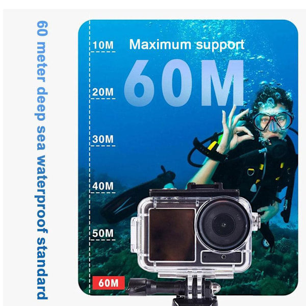 60M Vattentätt Skal för DJI OSMO Action 3 4 för Surfing Dykning Simning K8S2