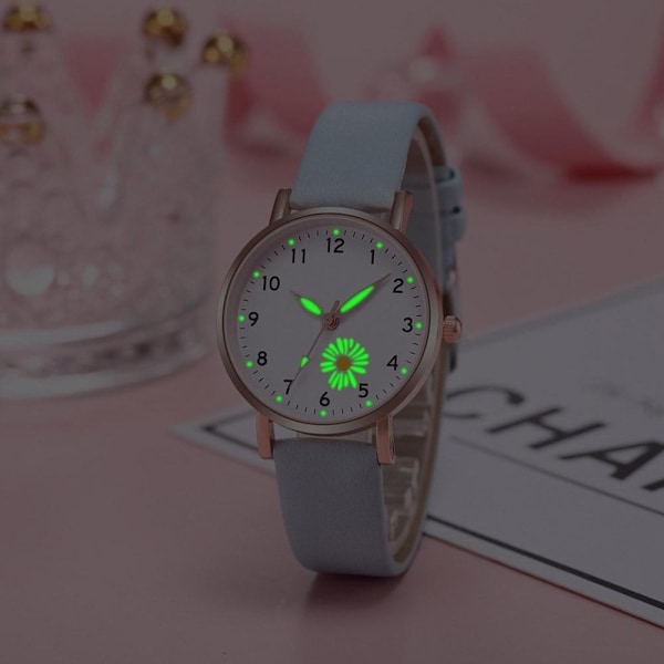 Lysande Klocka Nattlysande Kvinnor Söt Läder Enkel Urtavla Klockor Quartz Liten L2m4 Green One size