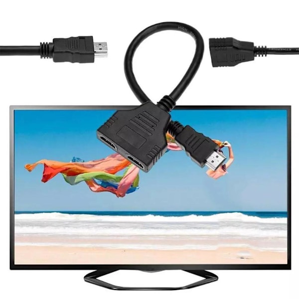 HDMI Splitter Adapterkabel 1 Ingång 2 Utgångar för Kontorsmonitor PC Laptop 1080p*