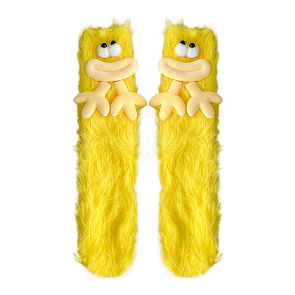 Söta och roliga strumpor Fula mellanhöga strumpor Höst- och strumpor Sovande Vintergolv Y8v6 Yellow One size