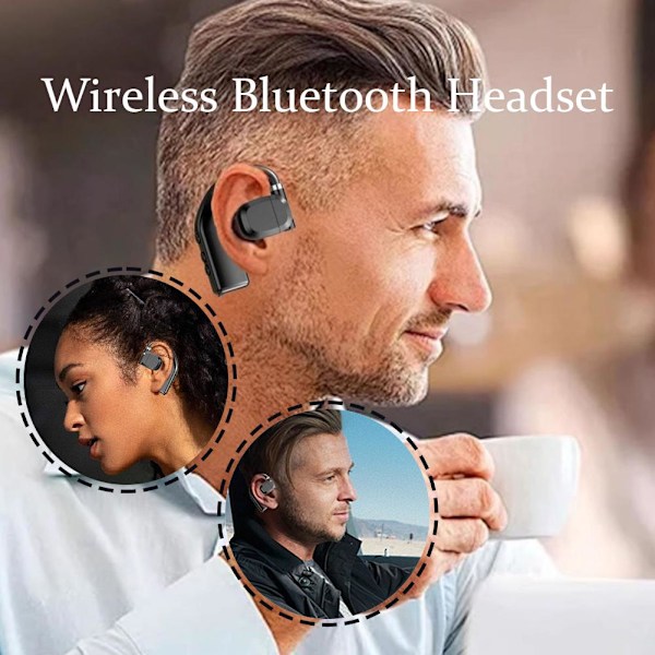 Bluetooth Hörsnäcka V5.4 Enkel Öra Bluetooth Headset, Enkel Öra Bluetooth Headset med Mikrofon, Öppen Öra Bluetooth Hörsnäcka, IPX6 Vattentät, 20 Timmar