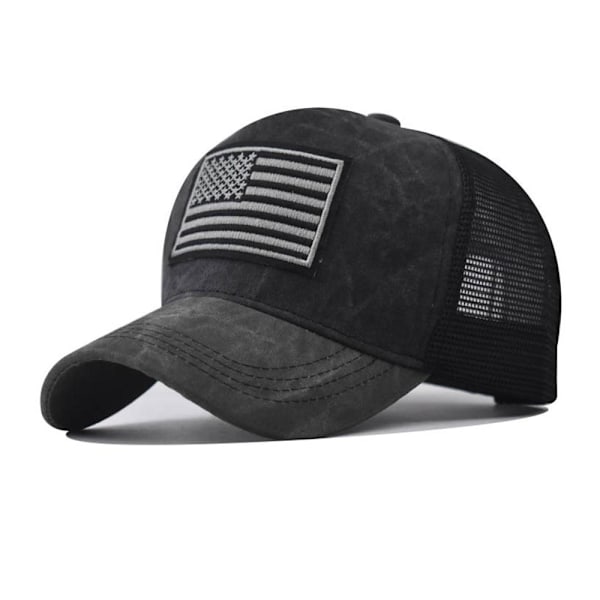 Vintage Truckerkepsar för män Amerikansk flagga patch Andningsbar Baseball Mesh : L9A3 black one-size