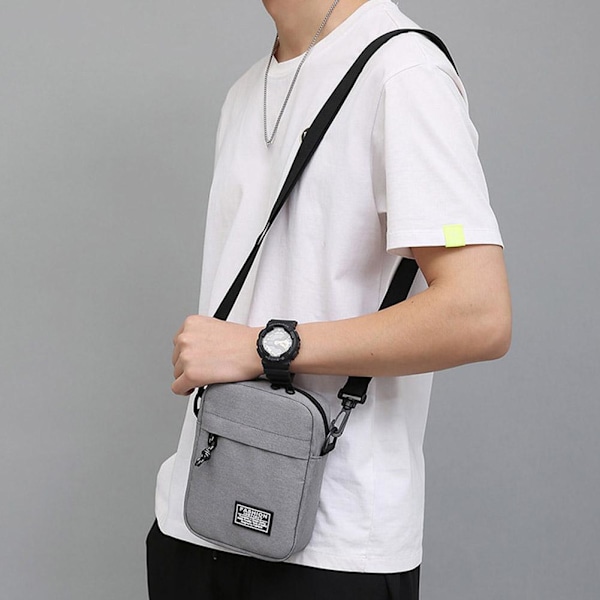 Axelväska för män Oxfordtyg Casual Liten Fyrkantig Väska Crossbody Messenger Bag Gray One size