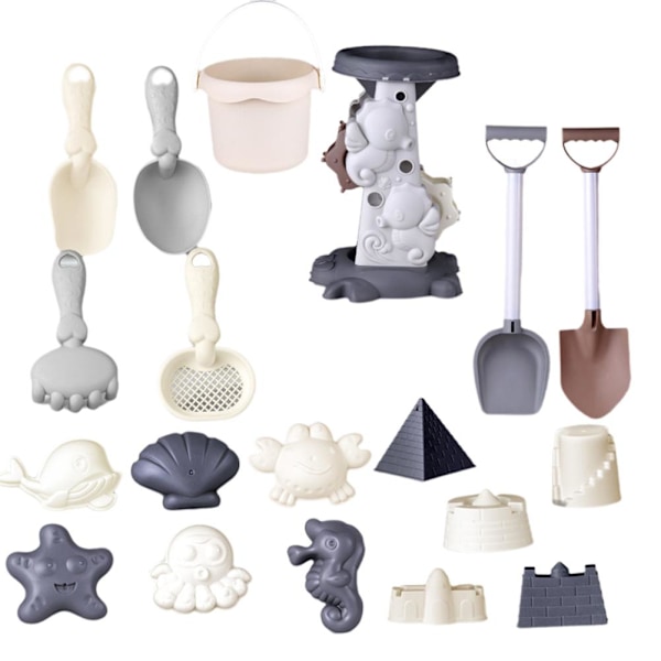 Sandleksaker för barn, 17 delar Lekset med sandleksaker för småbarn Hopfällbar hink och spade Utomhuslek Sandverktyg för flickor och pojkar Sommarstrandlek 19pcs 1set