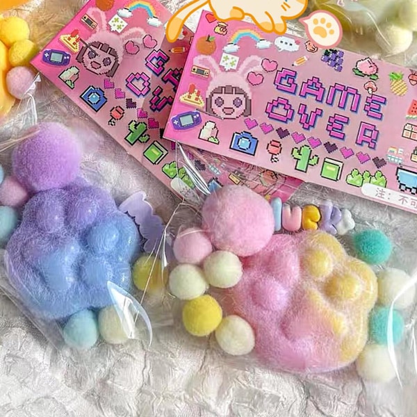Fidget Leksak Kawaii Plysch Katt Tass Transparent Kub Stress Relief Kläm Leksak K0 B one-size