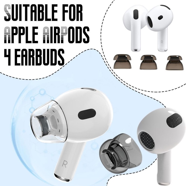 Ersättningsöronproppar för AirPods 4 Anti-slip Ljudreducerande Hörlurar Earti P8B2 transparent M