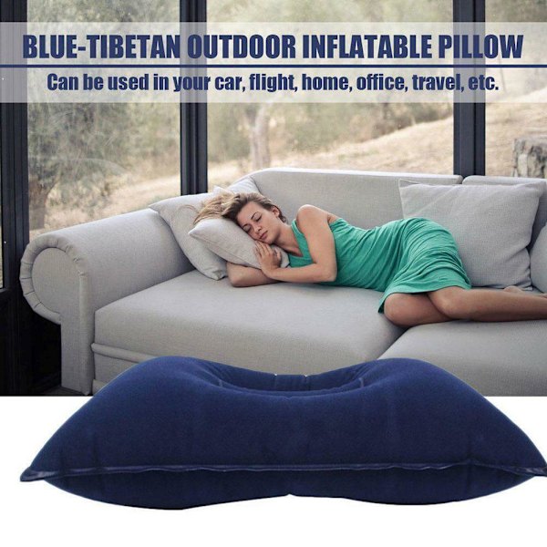 Uppblåsbar PVC och Nylon Kudde Mjuk Blås upp Sov Camping Kudde Ny~ Navy blue One-size