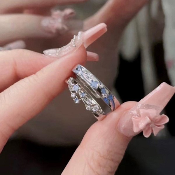 Ringar Stjärnklar Natt Par Nattlysande Ringar Eleganta Utsökta Ringar~ B8W4 J8 B3J6 2 pcs One size
