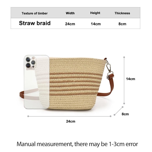 Enkel Retro Sommarvävd Crossbody Väska för Dam, Mångsidig Modeväska Axelremsväska E2d4 Beige&Khaki One size