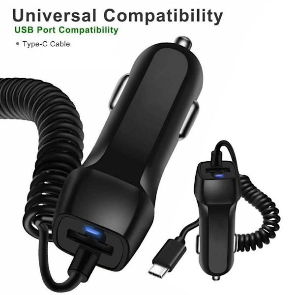 Billaddare Snabbladdare Typ C Micro USB Laddning För iPhone 15 Pro Max /Android