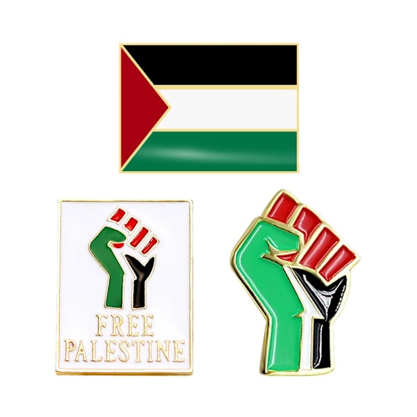 1-20 st Palestinsk Flagga Färg Näve Metall Badge Pin Flagga Brosch - Fritt Palestina UK style3 one-size 2pcs