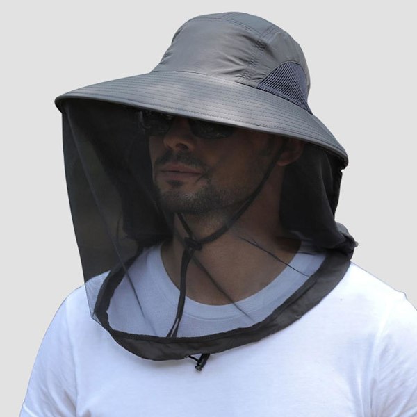 Fiskehatt för utomhusbruk med nätmask, myggsäker och solskydd Navy blue 1pc
