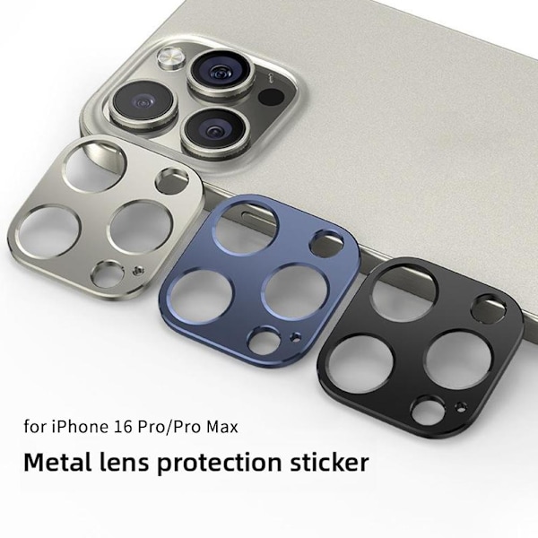 Kameraskydd i metall för iPhone 16 Pro/Pro Max, linsskydd i legering Black for iPhone 16 pro and  pro max