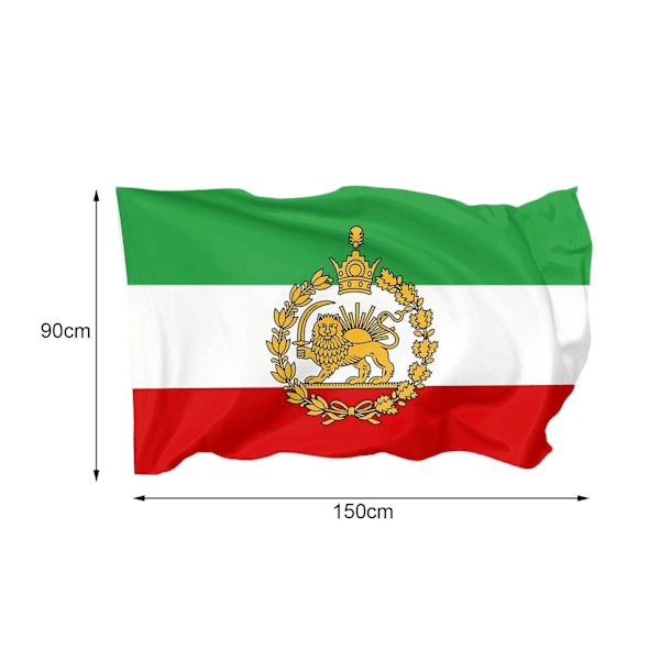 Persien Iran Lejon 90*150cm Ärmförsedd Flagga Persiska Iranska-Flaggor-Shah-Dekor Ny A One-size