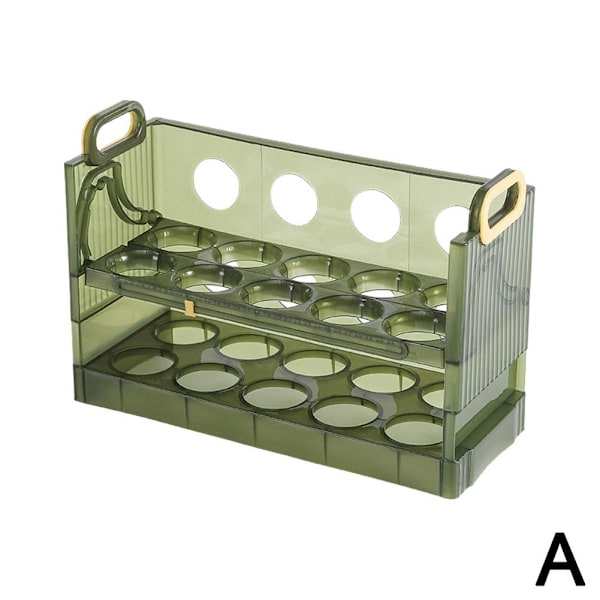 Vändbar Ägg Kylskåpsorganisatör 20/30 Kapacitet Klar Förvaring Kylskåp/s N8X8 greenB three-tier