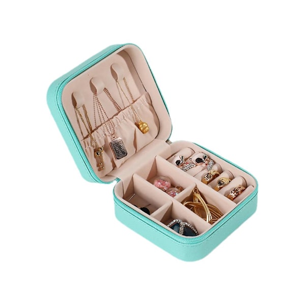 Resefodral Organizer Mini PU Läder Förvaring För Ringar Örhängen Halsband Box Z8B5 blue 1PC