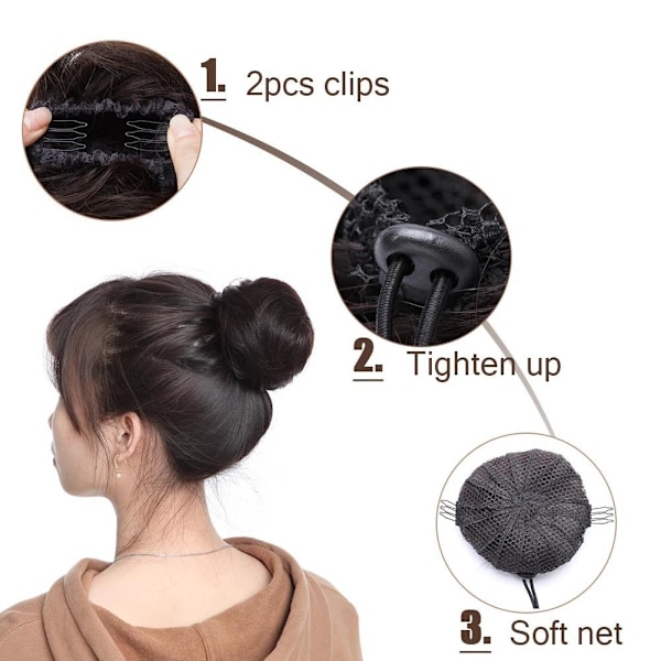 Hårknut med boll Hårknut Syntetiskt Hårknutsförlängning Donut Verktyg Knuthår Rulle Hår Chignon Styling U6p2 dark 1pcs