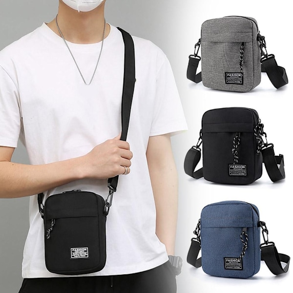 Axelväska för män Oxfordtyg Casual Liten Fyrkantig Väska Crossbody Messenger Bag Gray One size