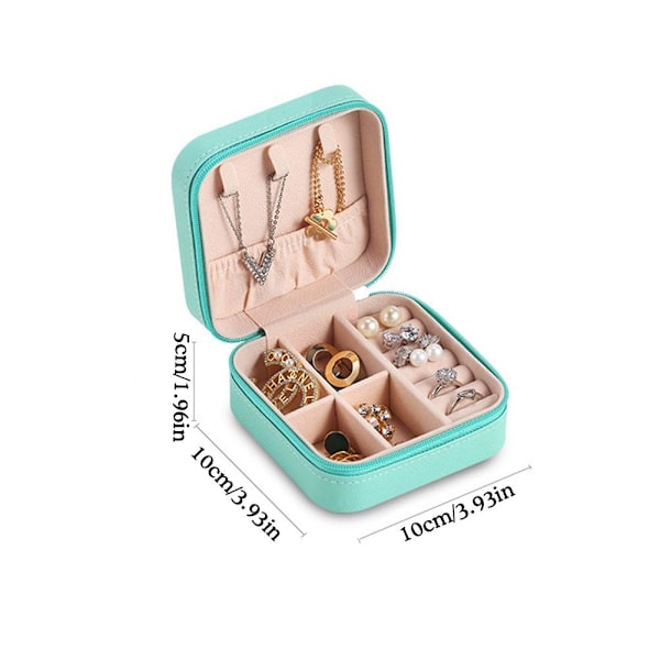 Resefodral Organizer Mini PU Läder Förvaring För Ringar Örhängen Halsband Box Z8B5 Block Brown Black 1PC