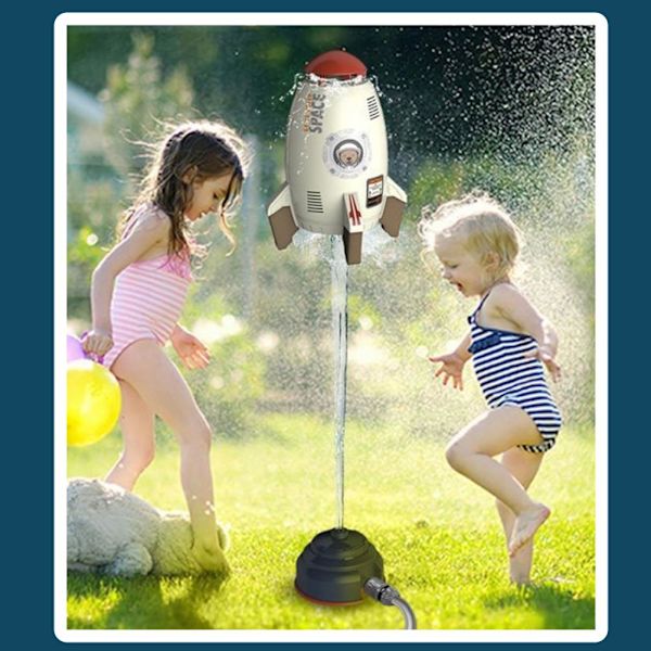 Raketsprinkler Flygande Raketsprinkler Rymdsprinkler Lek Roterande Barnlekset Z0L2 Yellow With 3 meters water pipe